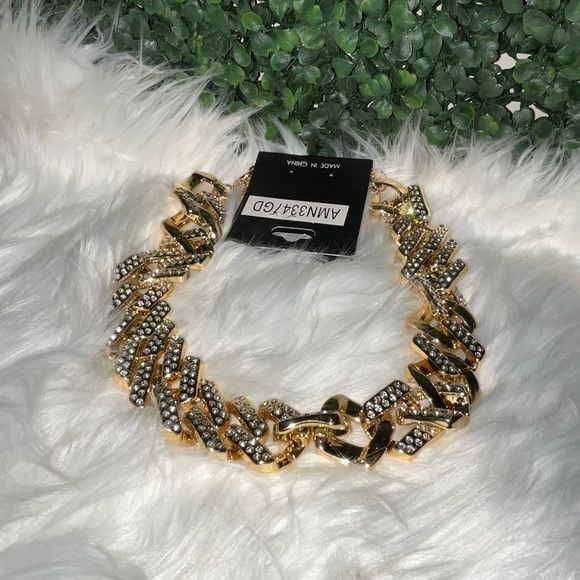 Gold Stone Chain Necklace - Picture 1 of 2